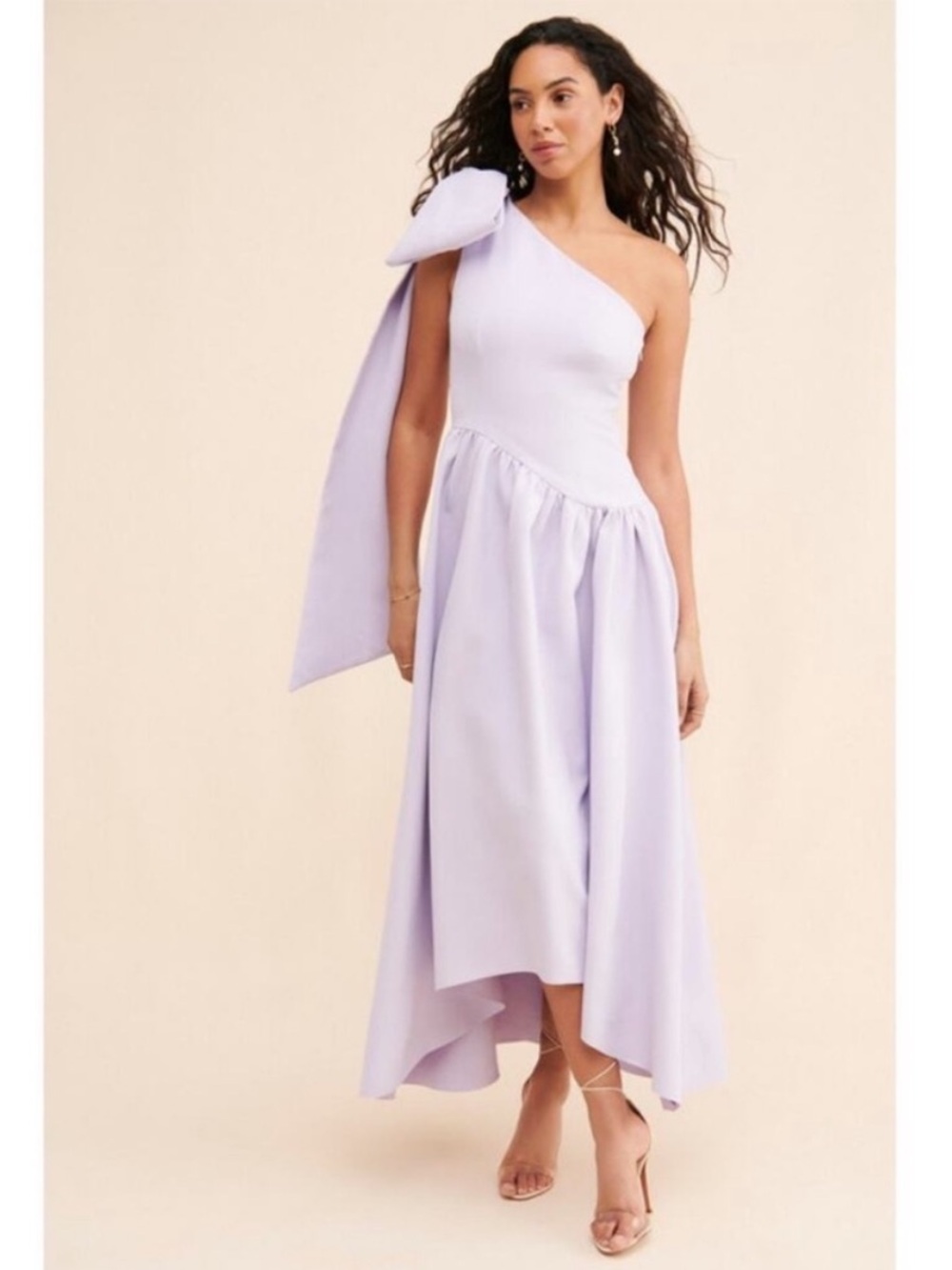 Elliatt Liesel One-Shoulder Lavender Dress with Bow